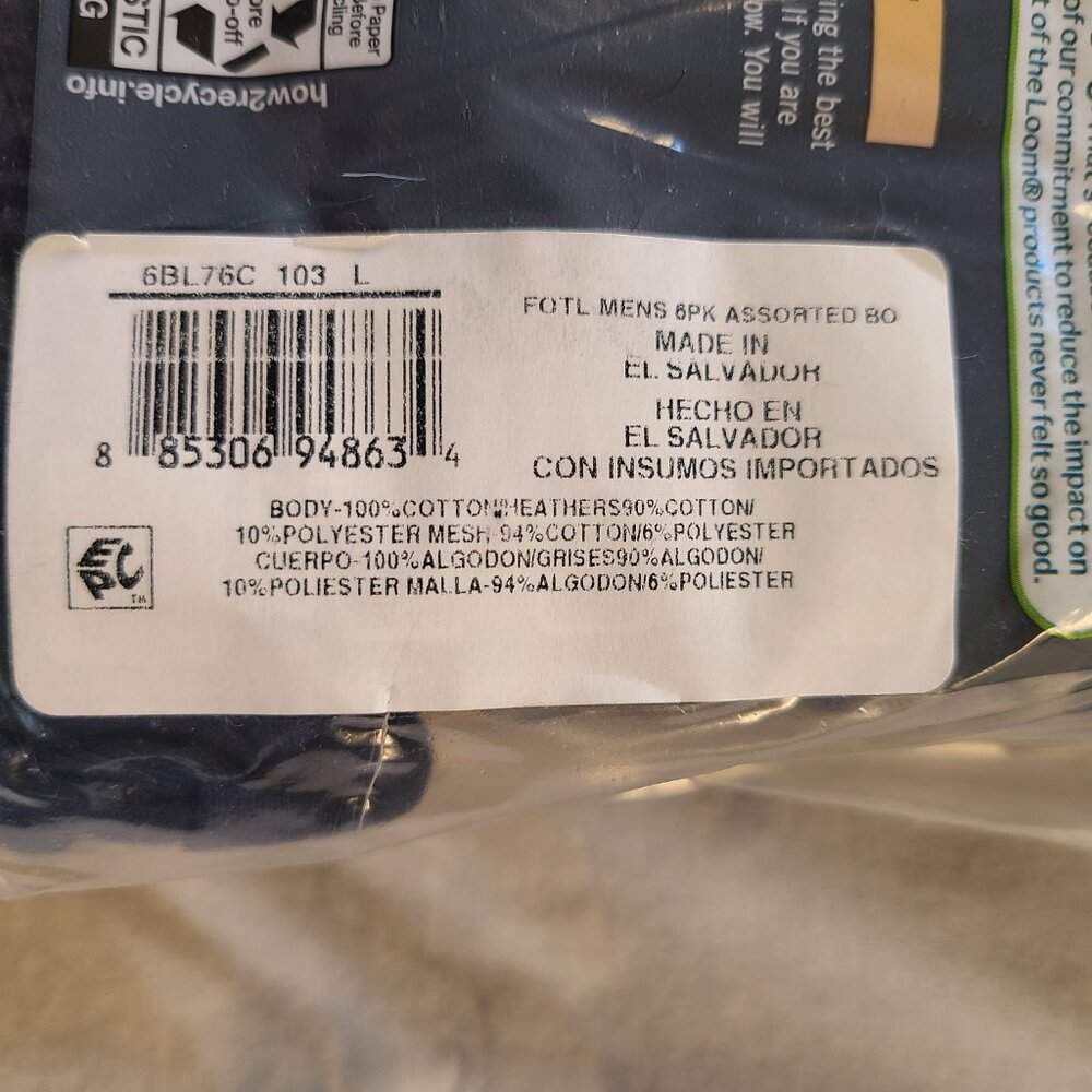 Men's Fruit of the Loom Boxer Briefs 6-pair L (36-38) New - Picture 7 of 7